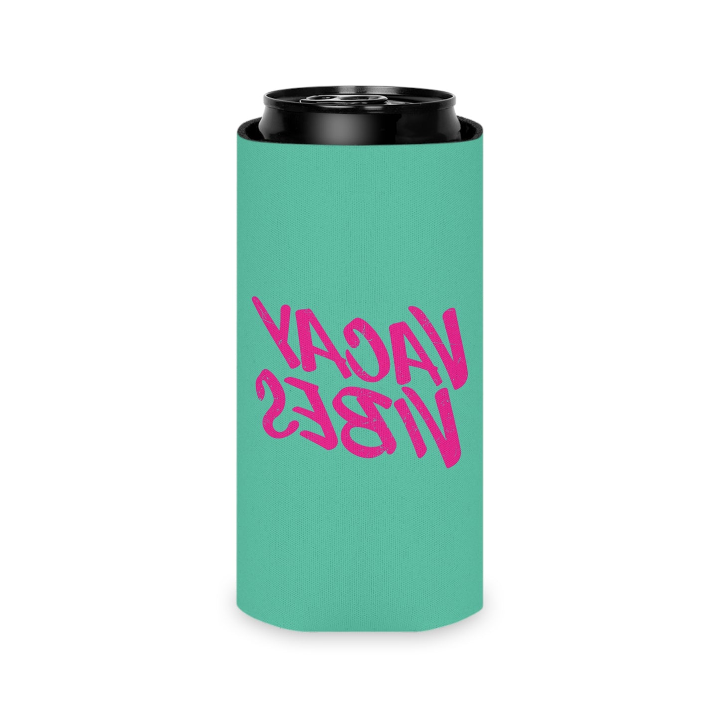 Tropical Teal Koozie with Pink Script