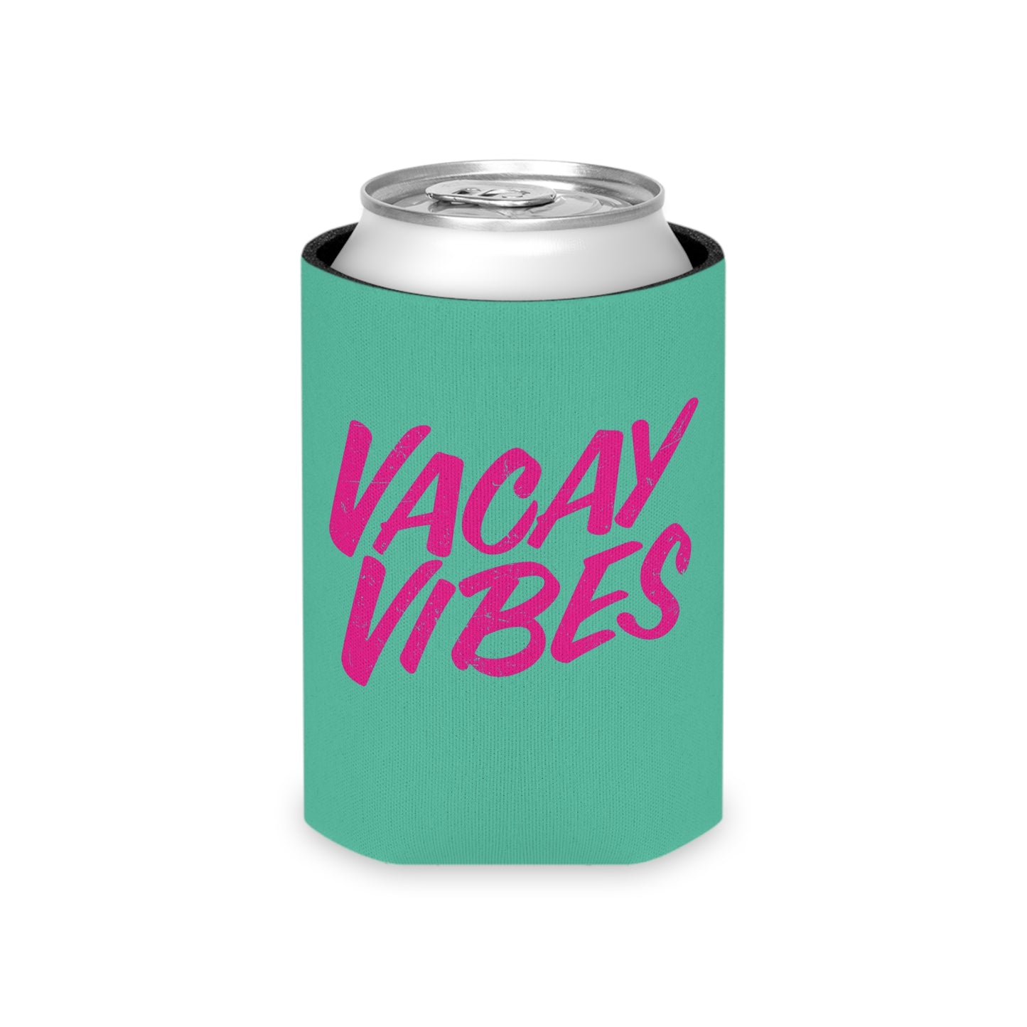Tropical Teal Koozie with Pink Script