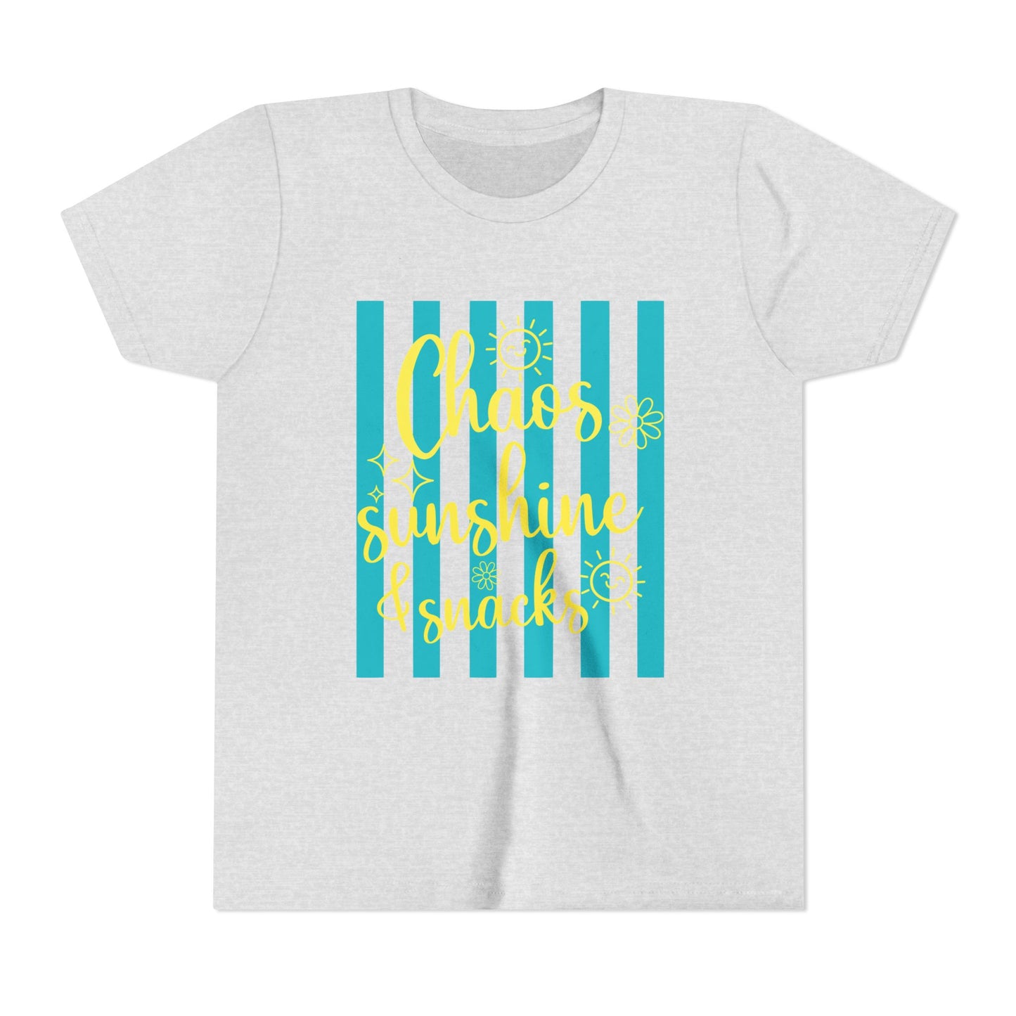 Youth Tee - "Chaos, Sunshine & Snacks" Blue Stripe Kids Shirt