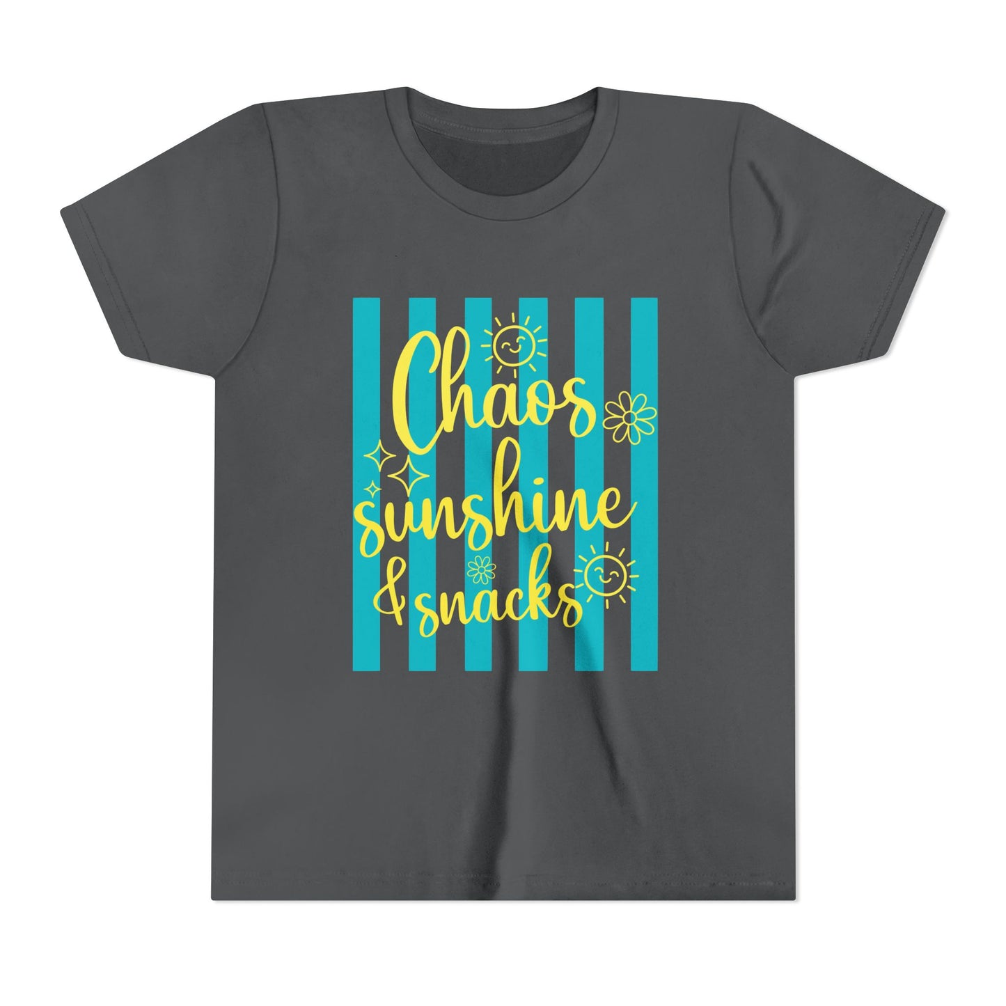 Youth Tee - "Chaos, Sunshine & Snacks" Blue Stripe Kids Shirt