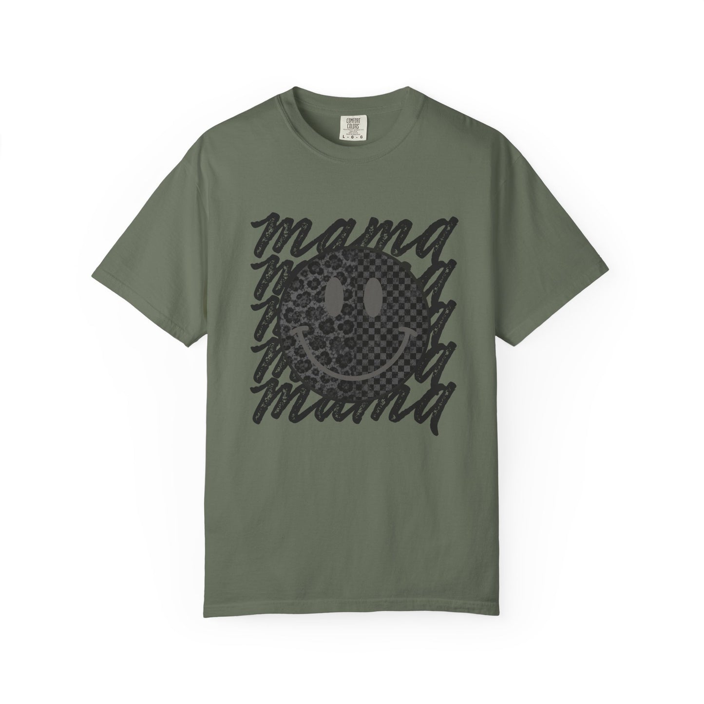Mama Smiley Leopard Graphic T-Shirt