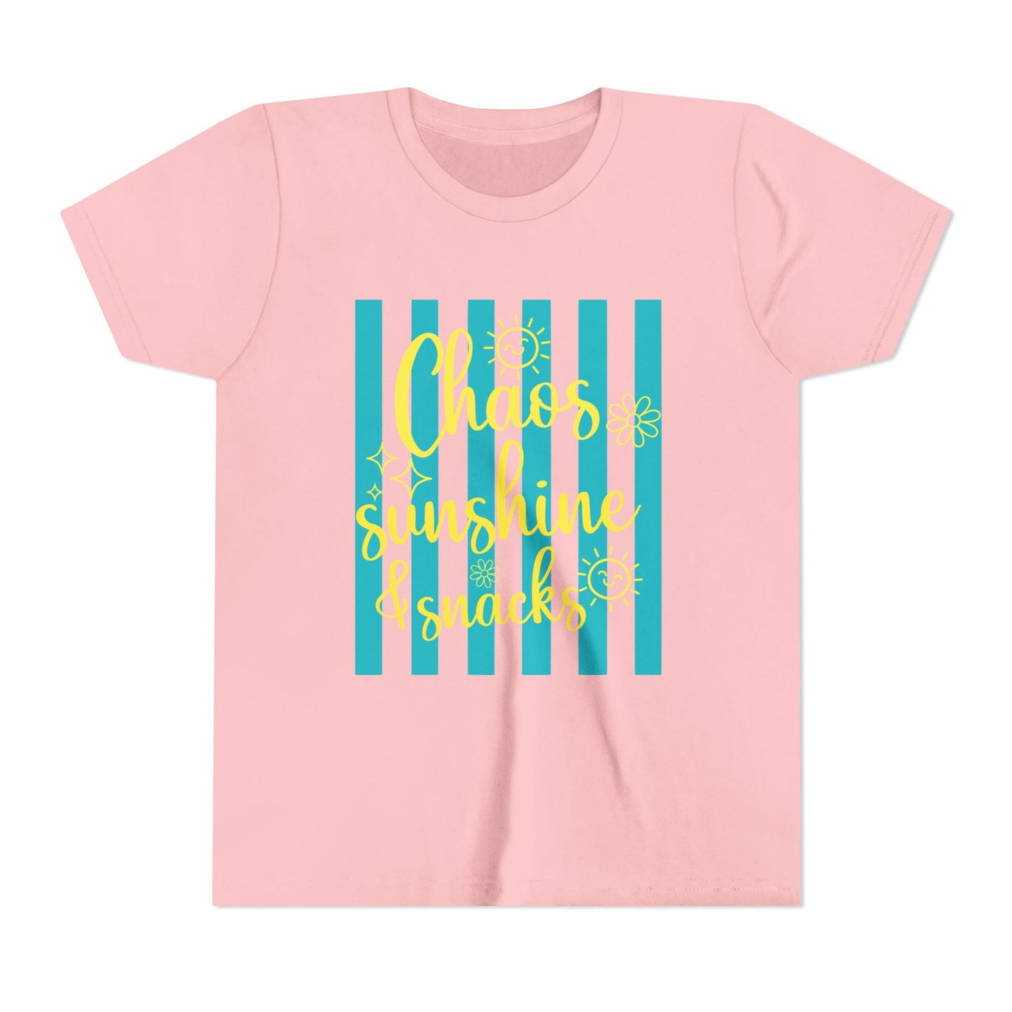Youth Tee - "Chaos, Sunshine & Snacks" Blue Stripe Kids Shirt