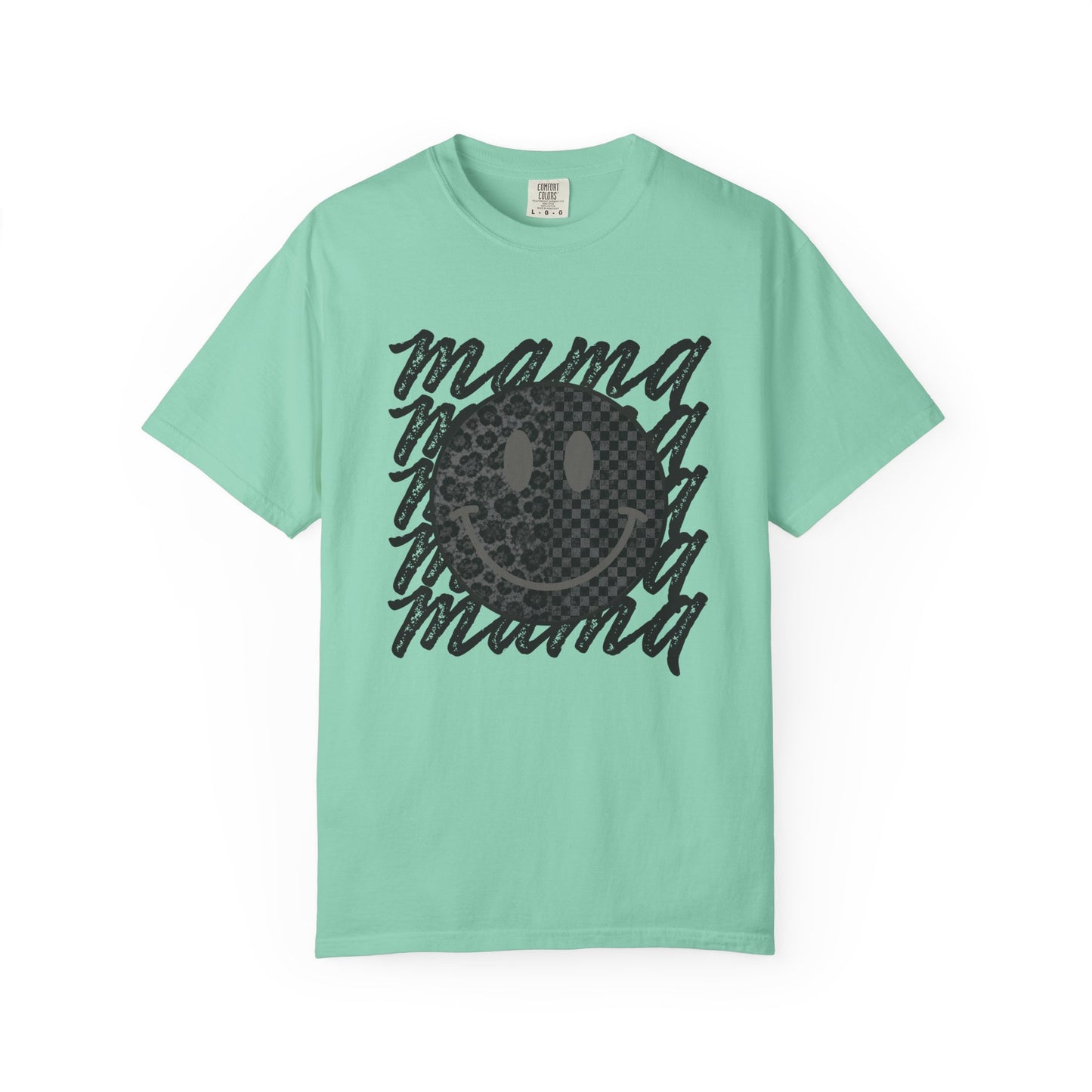 Mama Smiley Leopard Graphic T-Shirt