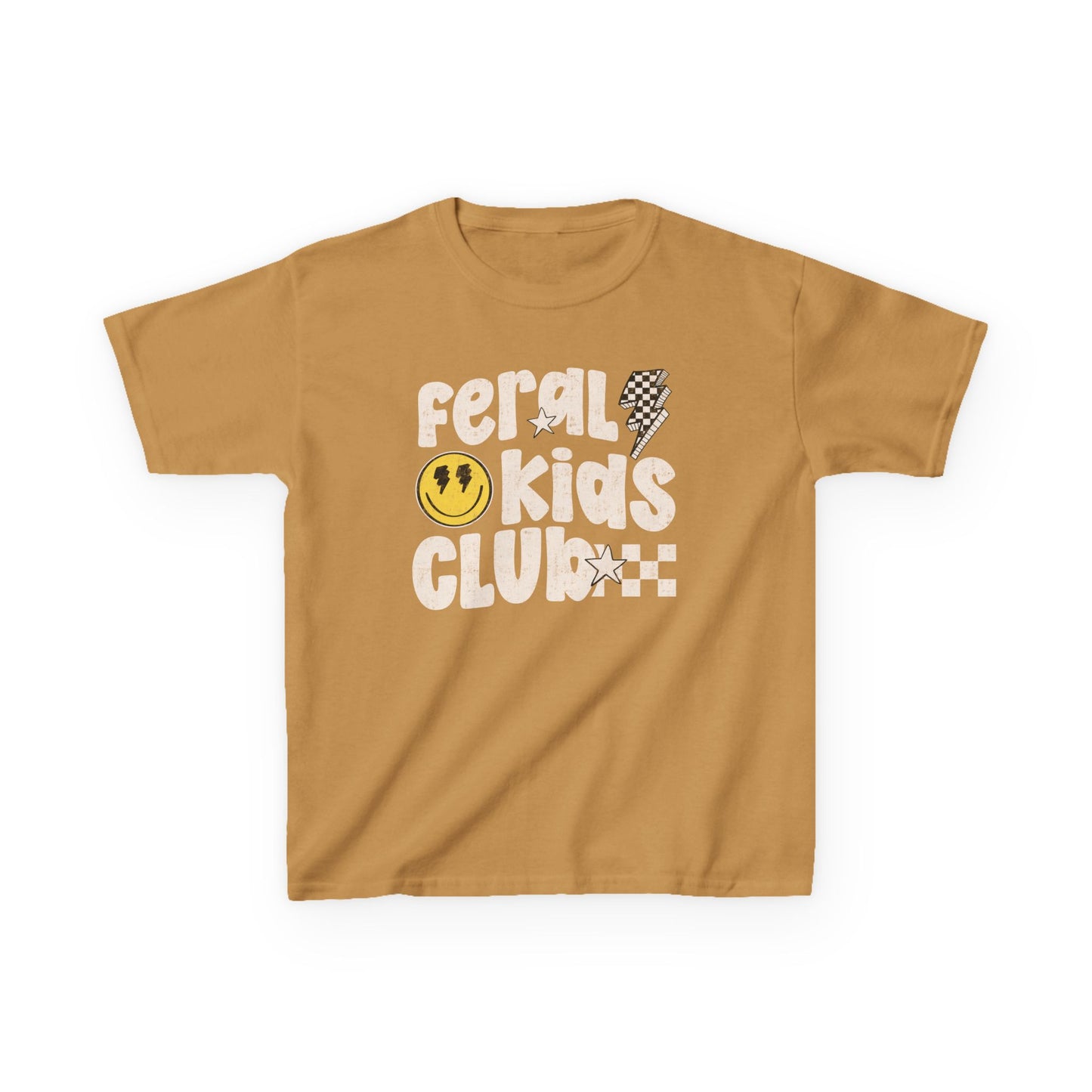 Feral Kids Club Tee — Retro Smiley Graphic Kids T‑Shirt