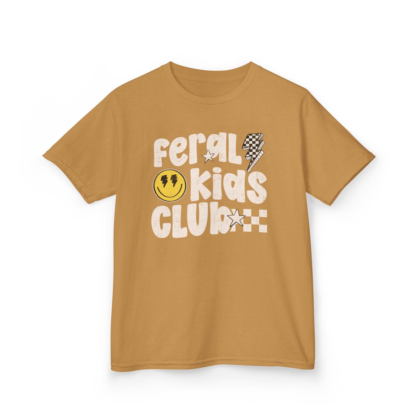 Feral Kids Club Tee — Retro Smiley Graphic Kids T‑Shirt