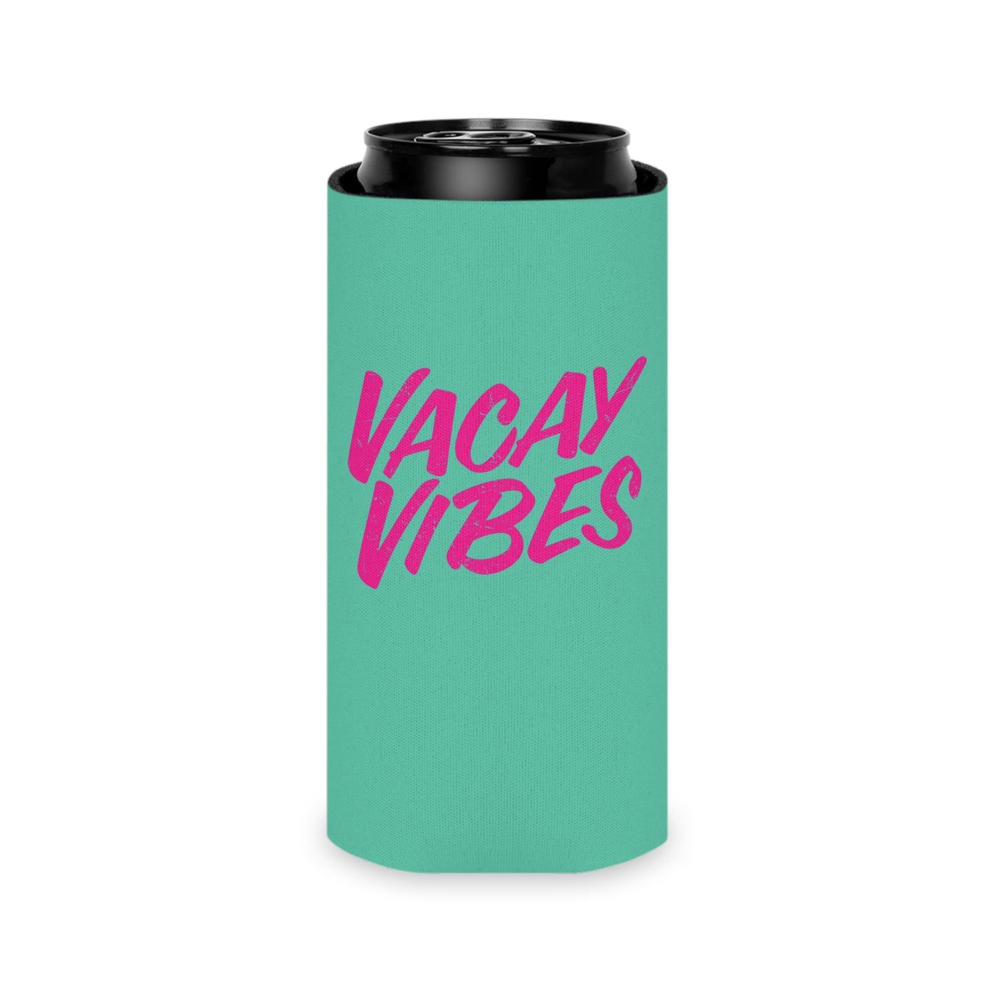 Tropical Teal Koozie with Pink Script