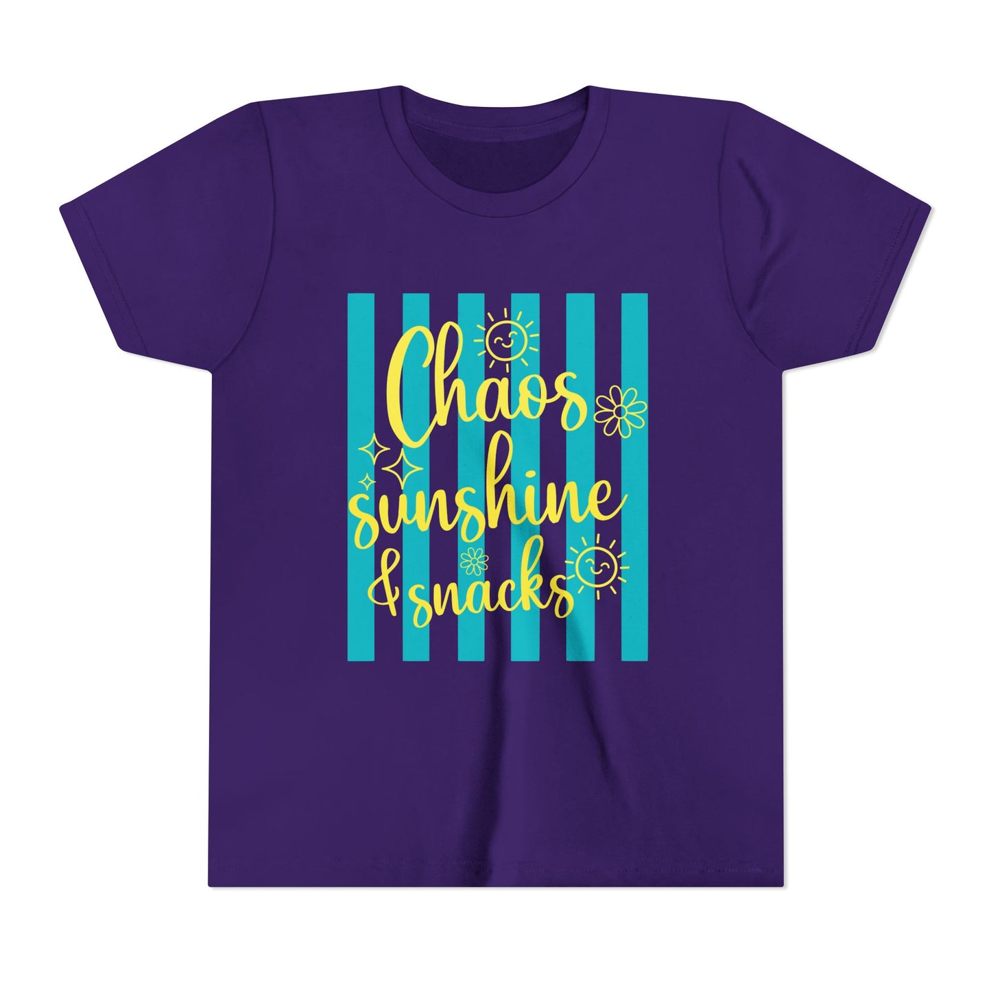 Youth Tee - "Chaos, Sunshine & Snacks" Blue Stripe Kids Shirt