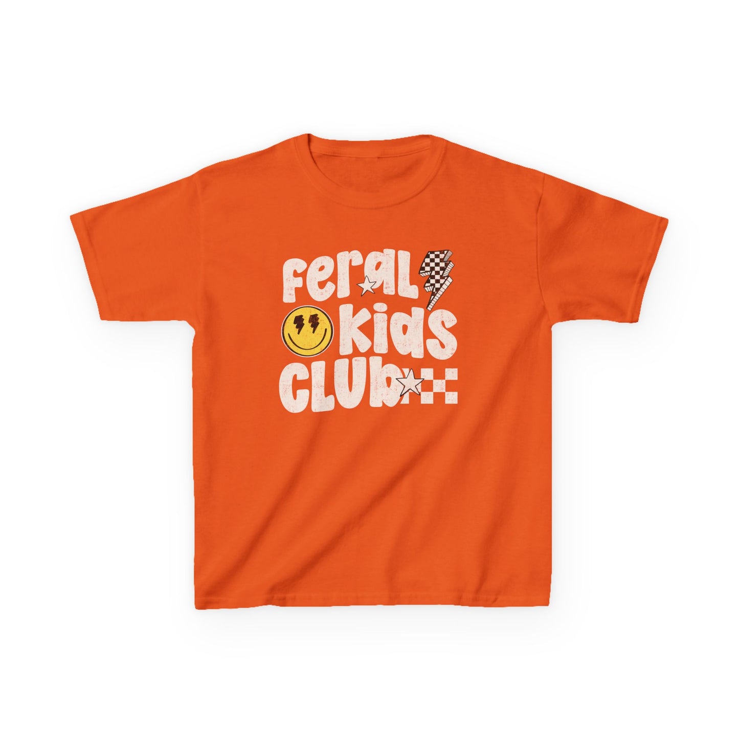 Feral Kids Club Tee — Retro Smiley Graphic Kids T‑Shirt