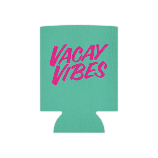 Tropical Teal Koozie with Pink Script