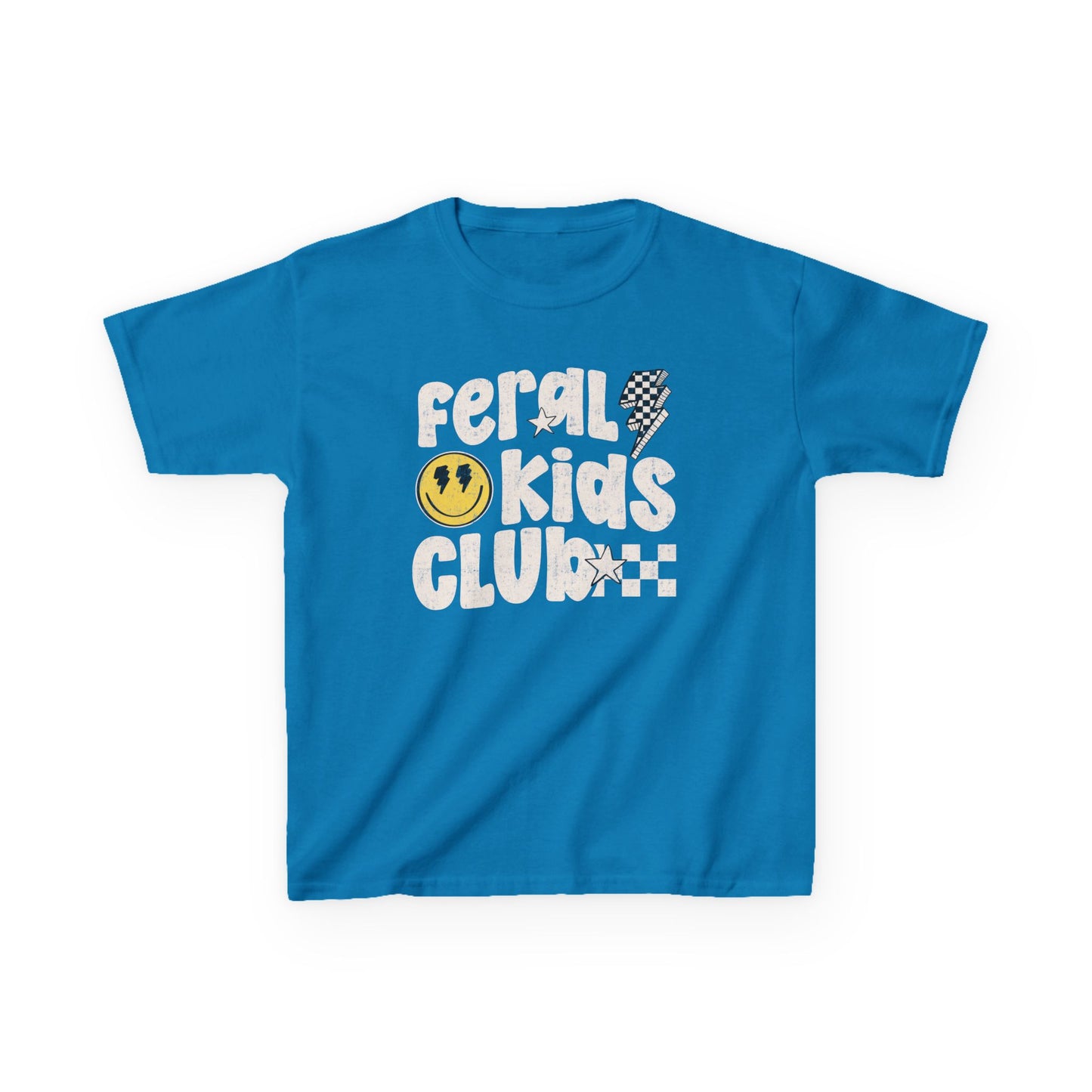 Feral Kids Club Tee — Retro Smiley Graphic Kids T‑Shirt