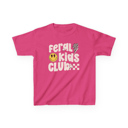 Feral Kids Club Tee — Retro Smiley Graphic Kids T‑Shirt