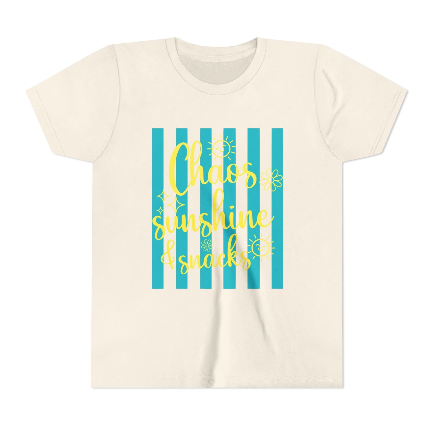 Youth Tee - "Chaos, Sunshine & Snacks" Blue Stripe Kids Shirt