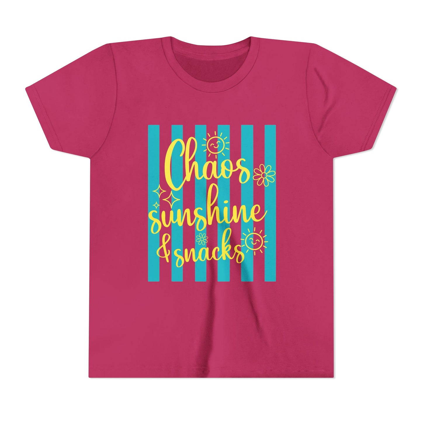 Youth Tee - "Chaos, Sunshine & Snacks" Blue Stripe Kids Shirt