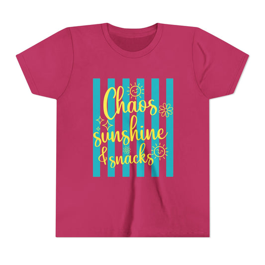 Youth Tee - "Chaos, Sunshine & Snacks" Blue Stripe Kids Shirt